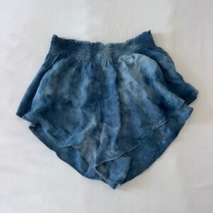 Blue Life Tie Dye Smocked Waist Tulip Shorts Blue Small